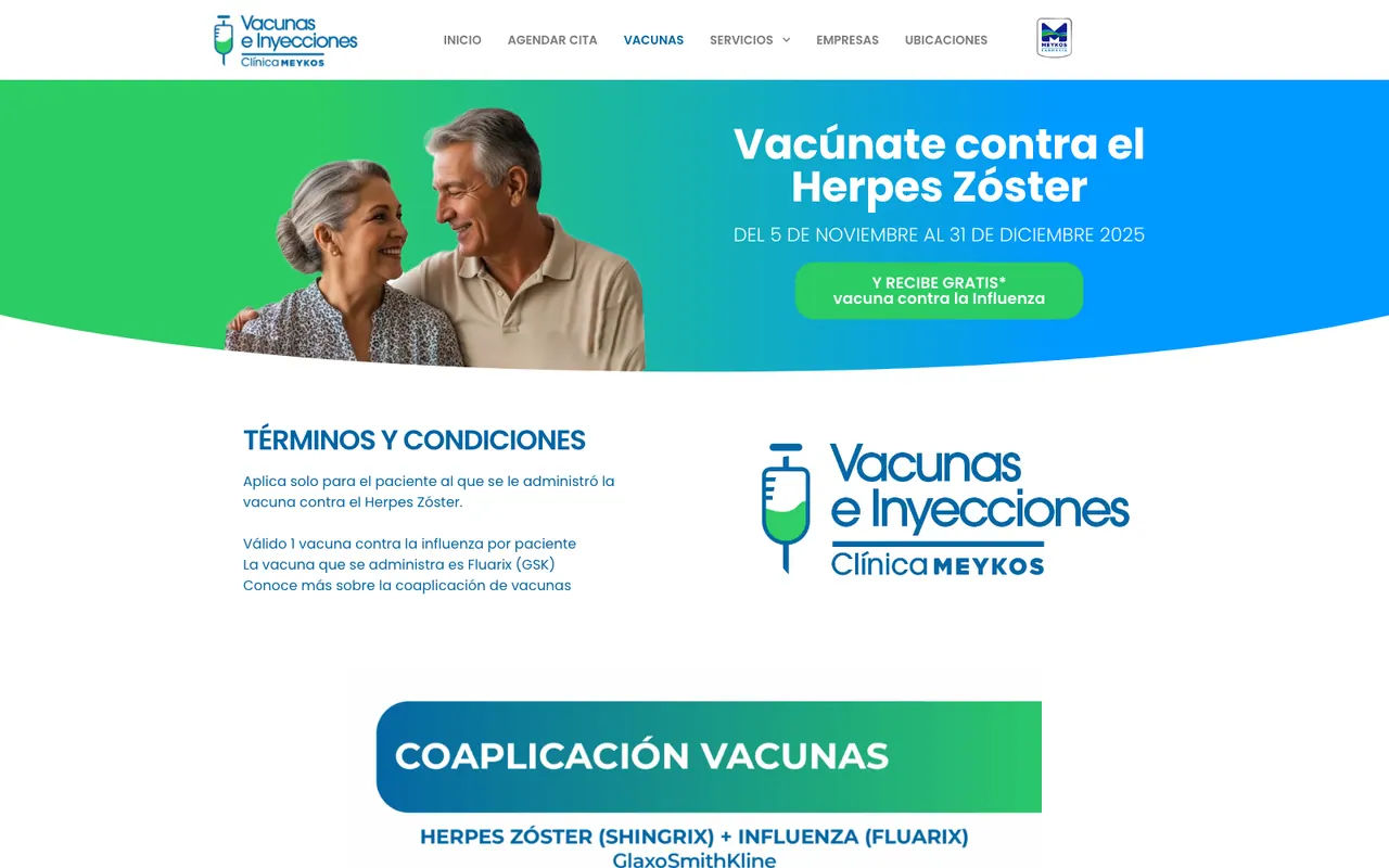 Sitio de servicios clínicos con agenda en línea — Clínica Meykos