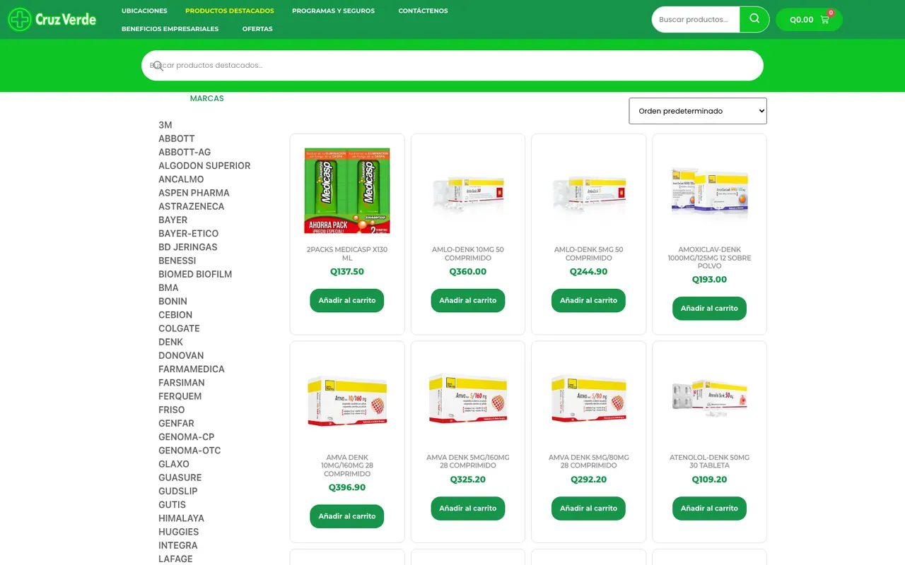 Comercio electrónico para una cadena de farmacias — Cruz Verde Guatemala