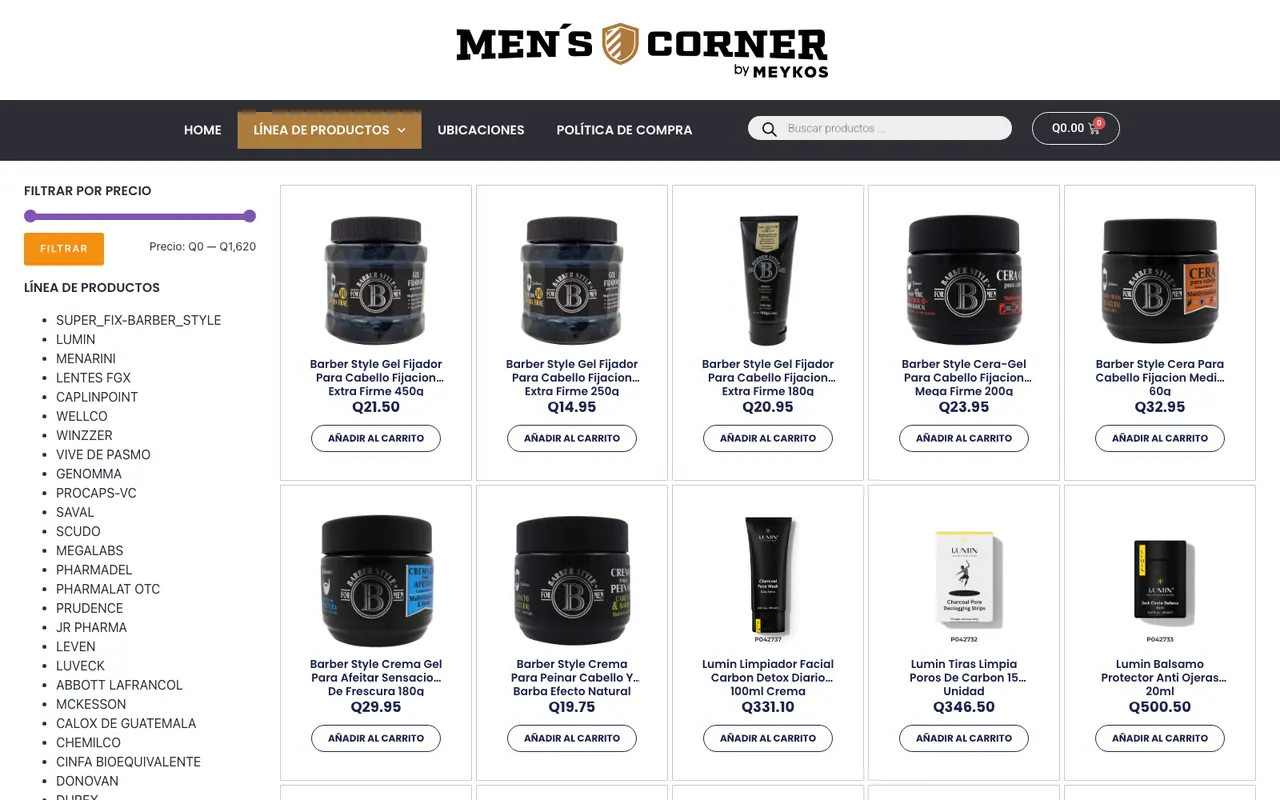 Tienda en línea de cuidado masculino — Men's Corner