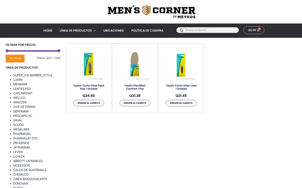 Tienda en línea de cuidado masculino — Men's Corner