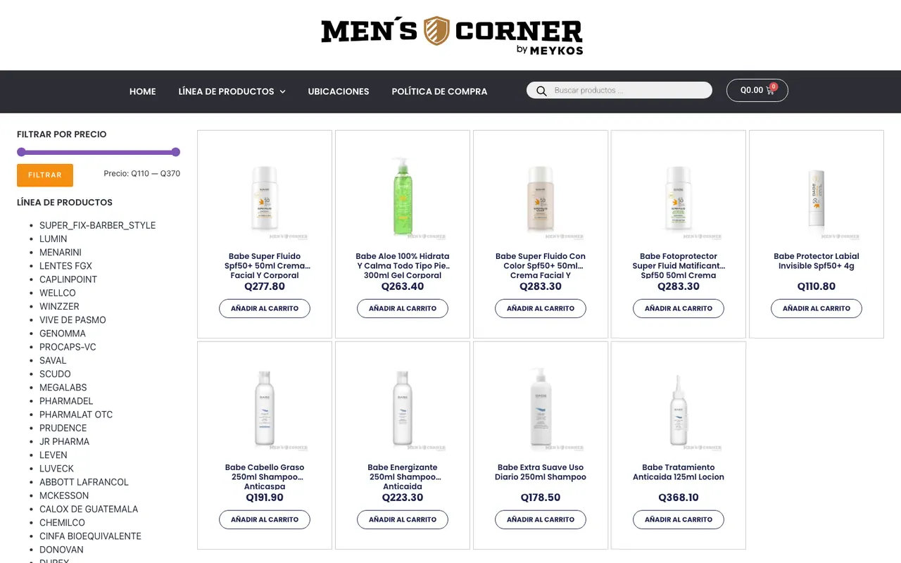 Tienda en línea de cuidado masculino — Men's Corner